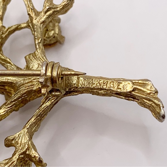 Vintage gold tree of life brooch with colorful rhinestones 15k HGE - Picture 6 of 8